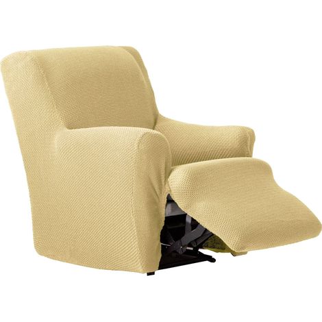 Housse de Fauteuil Relax bi-élastique en Une pièce, Respirante et Facile à Installer - Housse de Fauteuil Pieds Ensemble Couleur Beige Protection complète avec mousses de Fixation