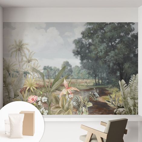 Papier peint intissé mural avec imprimé pour décoration pour salon pour chambre à coucher pour entrée Paysage exotique 152x104 cm (1/5)
