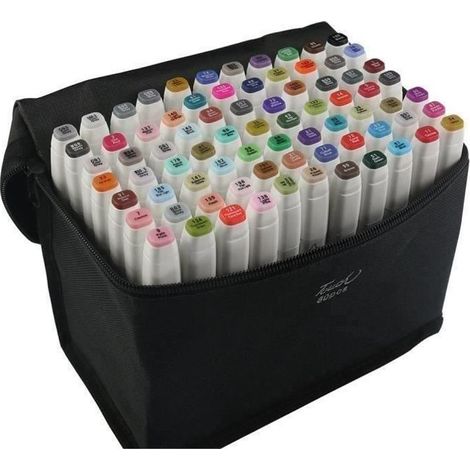 Marqueurs à alcool - TouchFive - TH233 - Lot de 80 couleurs - Double pointe - Indélébile (1/4)