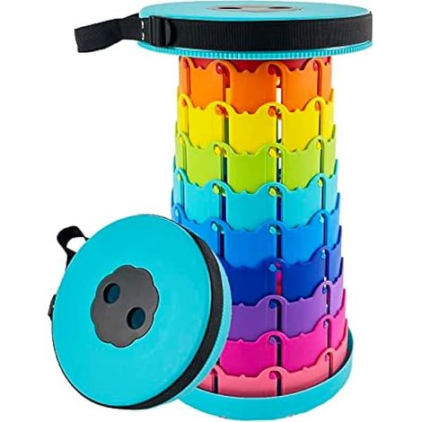 Tabouret Pliable Rétractable - Charge Maximale 180 Kg - Hauteur Réglable 7 à 45 cm - Léger 1,05 kg - Pour Pêche Randonnée Camping Extérieur et BBQ - 1 Pièce (1/3)