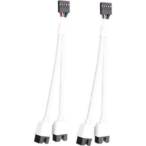 10 câble extension USB 2.0 9 broches vers double 9 broches séparateur Y audio HD Blanc (1/5)