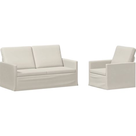 Sofa Set 2 pcs Cream Velvet vidaXL (1/5)
