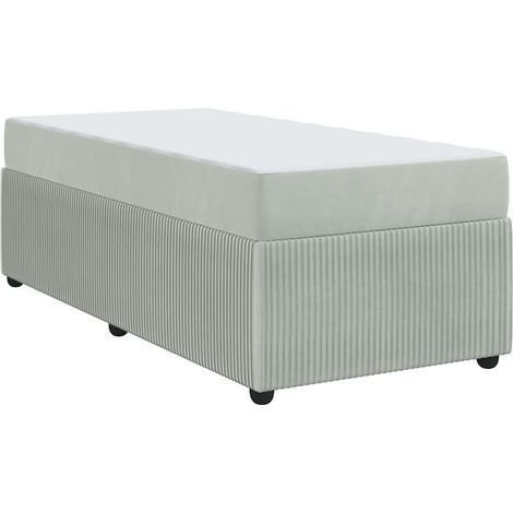 Lit simple,Lit adulte,Cadre de lit avec matelas Gris clair 90 x 200 cm Velours CFW1884334 (1/5)