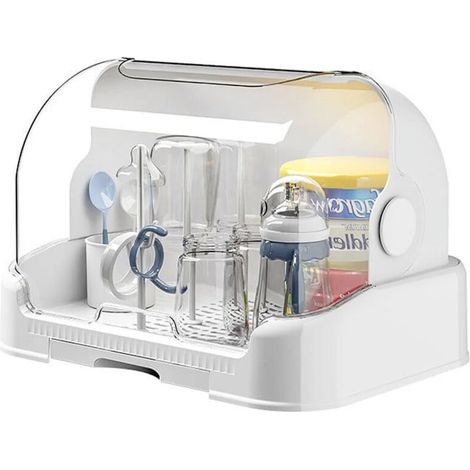 Égouttoir à biberons, boîte de rangement anti-poussière, égouttoir à biberons avec couvercle, rangement anti-encombrement, égouttoir de cuisine pour biberons et autres articles de puériculture, bac d' (1/5)