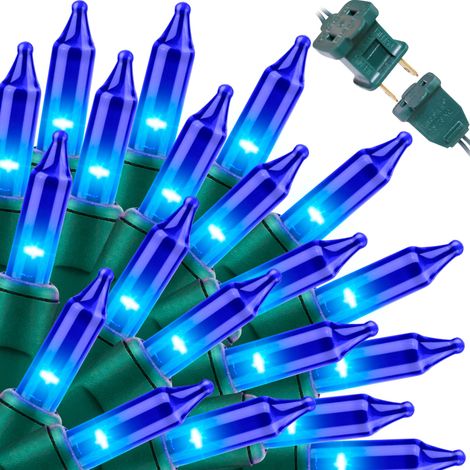 Guirlande lumineuse bleue de Noël, 100 ampoules, 6 m (19,6 pi), certifiée UL, mini-ampoules, idéale pour décorer un sapin de Noël extérieur, un jardin, une terrasse ou un mariage. (1/5)