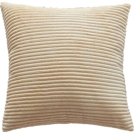 Taie d'oreiller en velours côtelé, taie d'oreiller décorative pour salon, housse de coussin de canapé, beige (1/5)