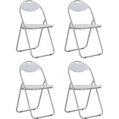 Lot de 4 Chaises de salle à manger pliantes - Chaises à dîner Blanc Similicuir BV903793 - BonneVie (1/5)