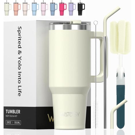 Thermobecher doppelwandig Edelstahl auslaufsicher 20oz 591 ml Beige (1/5)