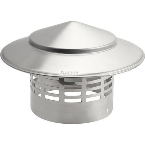Capuchon de cheminée en acier inoxydable de 110 mm pour mur extérieur et sortie d'air frais pour tuyau de toit (1/4)