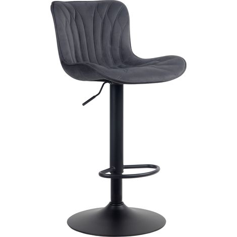 Tabouret de bar chaise haute x1 avec coutures décoratives en velours noir pieds en métal noir 100005171 (1/5)