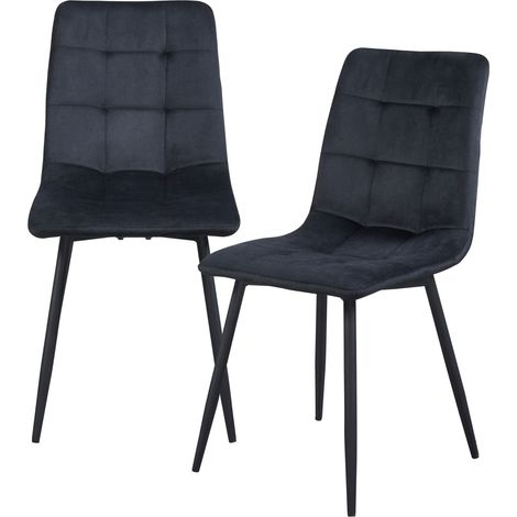 Juego de 2 sillas de comedor/salón/cocina de diseño moderno con patas redondeadas 89 x 44 x 45 cm color negro 030009631