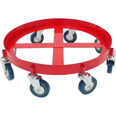 55 Gallon Heavy Duty Steel Barrel Dolly Cart Pack avec Croix de Renfort et 8 Roues Pivotantes pour le Manutention de Fûts en Atelier, Capacité de Charge 2000lb, Couleur Rouge (1/5)