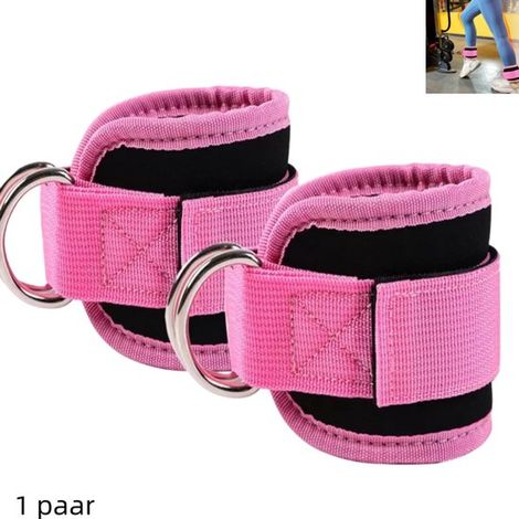 1 paio - Cinghie per caviglie per allenamento con cavi - Allenamento per calci all'indietro - Allenamento di resistenza - Adatte per allenamento con cavi, allenamento di piedi e gambe - 40 x 8,5 cm - (1/5)