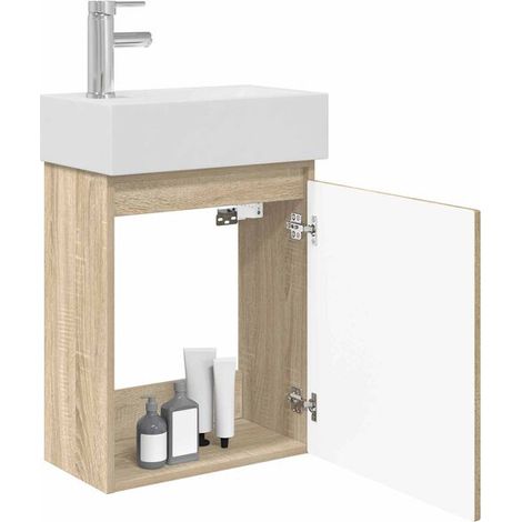 Meuble de Salle de Bain avec Robinet, Couleur Chêne Sonoma (1/5)