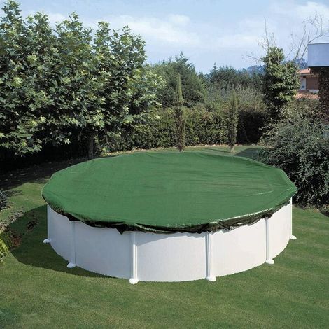 Bâche de protection piscine hors-sol ronde 350-360 cm – Couverture diamètre 450 cm – Ourlet renforcé avec œillets – Densité 94 g/m² – Planet Pool (1/5)