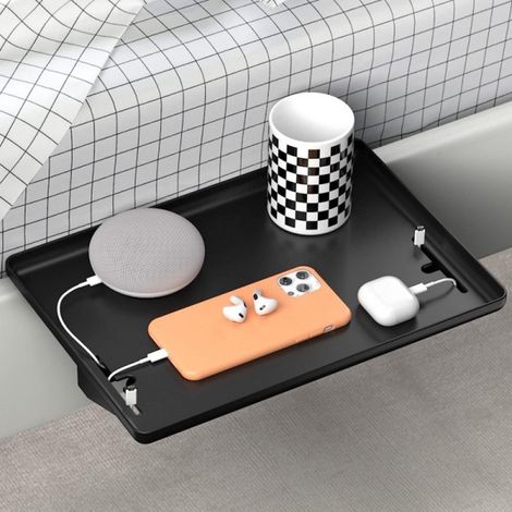 32 × 23,3 × 5,3 cm - Noir - Étagère de rangement amovible pour chevet - Étagère de rangement à placer à côté du lit - Installation simple et sans outil, sans perçage (1/5)