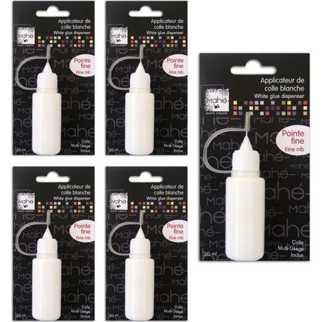 Colle blanche - TOGA - Pack 5 x 20 ml - Applicateur pointe fine - Transparente au séchage - Pour scrapbooking
