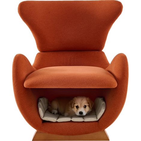 Fauteuil lounge design avec niche intégrée pour petits animaux, tissu résistant aux griffures, structure en bois massif, gris (1/5)