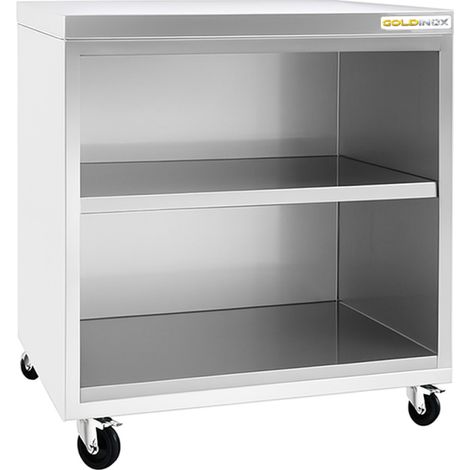 Meuble bas inox ouvert 600x700 mm sur roulettes PREMIUM - GOLDINOX (1/3)