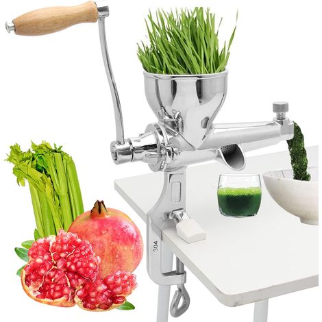Extracteur de Jus Manuel d'Herbe de Blé, Presse-Agrumes Acier Inoxydable pour Fruits et Légumes, Ventouse Sous Vide (1/5)
