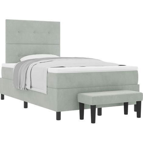 Box Spring Bed with Headboard Light grey 200 x 120 cm Velvet vidaXL