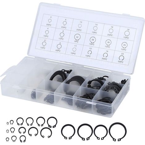 UlisemKit de circlips externes E-Clip, assortiment de 300 pièces, 2-32mm (1/4)