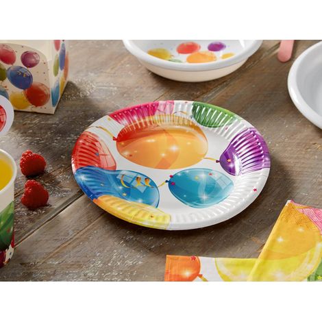 Platos de papel con globos brillantes de 20 cm, 8 unidades. (1/2)