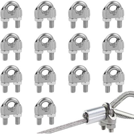 Lot de 14 Serre-câbles étrie en Acier Inoxydable, Serre Cable Acier 6mm Serre Cable Inox 6mm pour Câble Métallique de 6mm Diamètre M6 (1/5)
