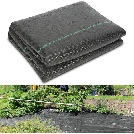 Toile de paillage 2 m x 10 m, voile d'hivernage 90 g/m², barrière anti-mauvaises herbes, couvre-sol, voile de paillage, protection des plantes, tissu tissé perméable à l'eau (1/5)