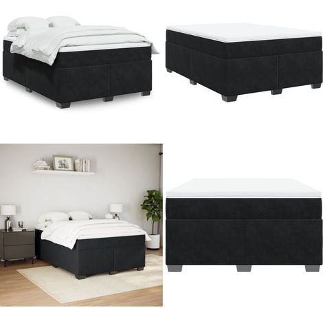Sommier à lattes de lit avec matelas Noir 140x200 cm Velours - Lit Double - Lit Velours - Matelas Ressorts Ensachés - Surmatelas - Literie - Home & Living (1/5)