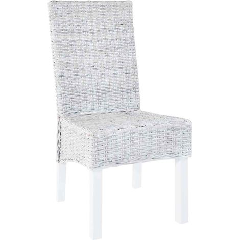 Maison Exclusive - Esszimmerstühle 4 Stk. Weiß Kubu Rattan und Ma