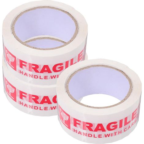 Lot de 3 rouleaux de ruban adhésif Fragile pour un emballage (1/5)