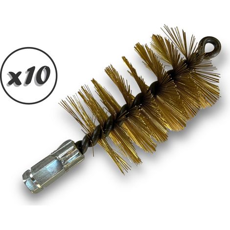 Lot de 10 Brosses à tube PRO LAITON Ø 65 mm Raccord M12175 femelle Ame en acier torsadé Nettoyage brossage tube et canalisation Kibros 41SCL65x10