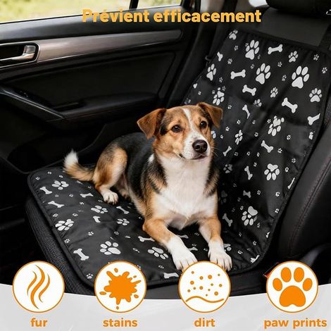 Housse de Siège Auto pour Chien, Tapis Antidérapant et Imperméable, Protection Siège Avant Arrière, Motif Os, Installation Rapide, Voiture SUV et Camion (1/2)
