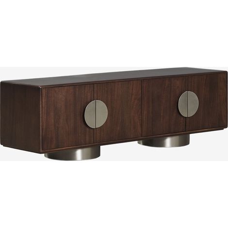 Meuble TV en bois de manguier et acier inoxydable Melisand SKLUM 180 x 40 cm (1/5)