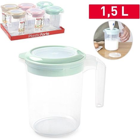 1 Pezzo Caraffa Brocca in Plastica Mixer con Coperchio 1,5 Litri 3 Colori (1/2)