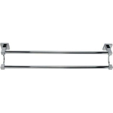 Cleafe - Porta Asciugamani Doppio In Acciaio Bagno Fissaggio A Parete 60cm Square 59192 - (1/2)