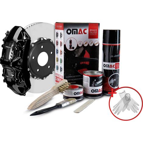OMAC Kit Peinture Étriers de Frein Noir Brillant – Résistant Chaleur 300°C – Set Complet Laque Epoxy – Protection Anticorrosion – Inclus: Nettoyant, Durcisseur, Brosses – Application Facile (1/5)