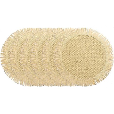 Sets de table ronds - Lot de 6 - Diamètre 38 cm - Sets de table en papier - Sets de table naturels faits main - Dessous de verre - Sets de table résistants à la chaleur - Conviennent à tout décor rust (1/5)