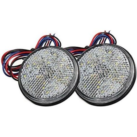 Feux de Remorque LED, 12V Feu Arriere pour Remorque 2PCS remorque Voiture Feu de Freinage Réflecteur Rond LED Feu de Gabarit LED pour Camion de Moto Automobile (Blanc)