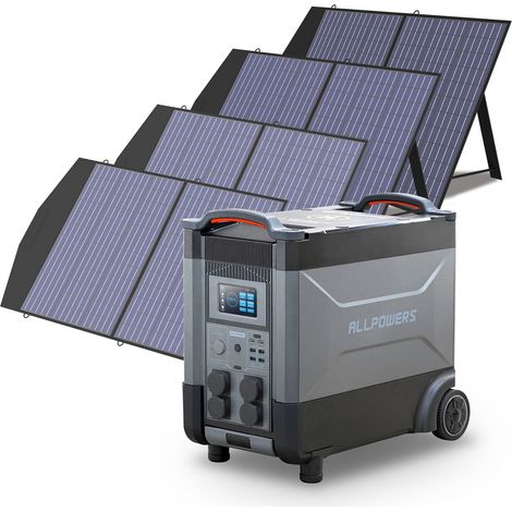 ALLPOWERS Station d'alimentation portable R4000 générateur solaire 3600Wh LiFePO4 batterie CA 4000W, charge rapide,extensible 21600 Wh avec 4 panneau solaire 100W pour camping, maison pannes de couran (1/5)