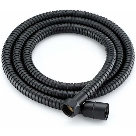Manguera de ducha flexible de acero inoxidable, 1,5 m, anti torsión, para ducha de mano y de cabeza, negro. (1/4)