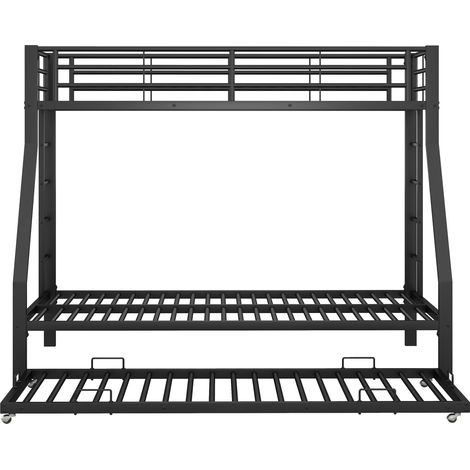 Etagenbett aus Metall mit Ausziehbett 90(140)x200 cm, schwarz (1/5)