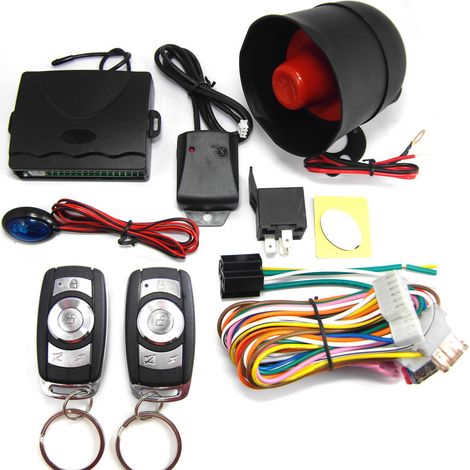 LIFCAUSAL Système d'alarme voiture unidirectionnelle avec entrée sans clé PKE, verrouillage central et détection de vibrations incluant 2 télécommandes