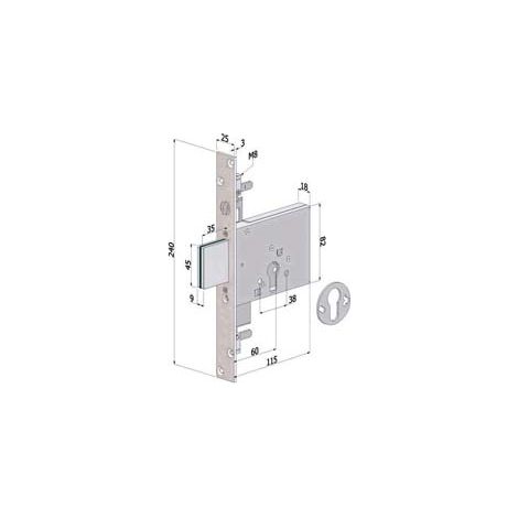 SERRATURA TRIPLICE INFILARE PROFILO EUROPEO 3 MANDATE 2053  mm.60 (2053XZB6025)    SECUREMME