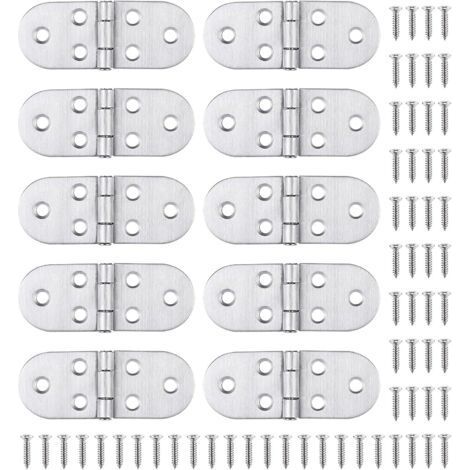 FENOPLASTICALot de 10 charnières à deux battants en acier inoxydable avec vis, charnière de porte antirouille, charnière piano argentée haute performance plus légère (1/5)