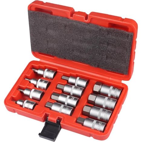Juego de 12 llaves hexagonales Allen, de 5 a 22 mm, para reparación de automóviles y motocicletas, compatible con llaves de impacto, incluye estuche de almacenamiento. (1/5)