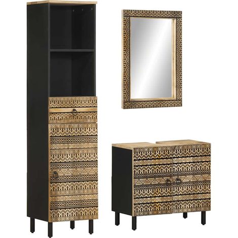 3-tlg. Badmöbel-Set Massivholz Mango vidaXL (1/5)