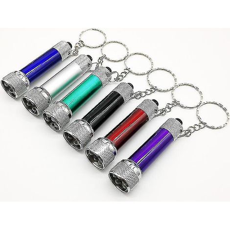 Lot de 6 mini lampes torches LED portables avec porte-clés (couleurs assorties)