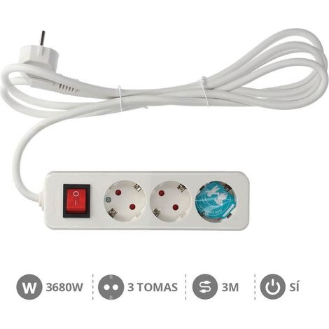 Base múltiple 3 enchufes con interruptor 3m cable GSC 0800874 (1/2)
